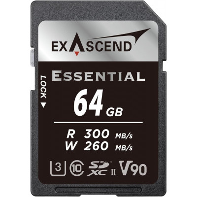 Карта памяти SD Exascend Essential, 64Gb, SDXC II, UHS-II (V90), R300/W260