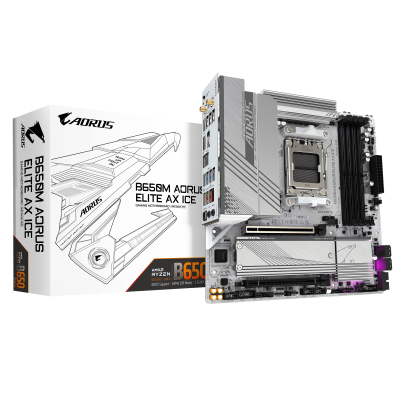 Материнская плата GIGABYTE B650M A ELITE AX ICE, AM5, B650, PCIe4.0, HDMI+DP, 4xDDR5, 2.5GLAN, mATX Материнская плата GIGABYTE B650M A ELITE AX ICE, AM5, B650, PCIe4.0, HDMI+DP, 4xDDR5, 2.5GLAN, mATX