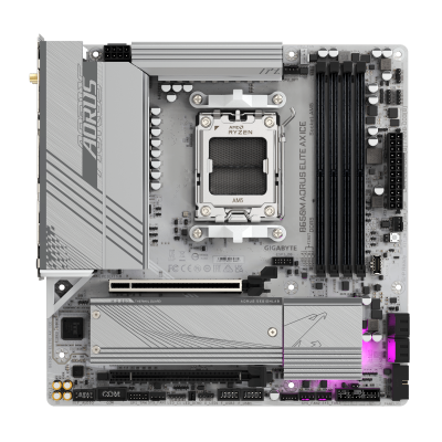Материнская плата GIGABYTE B650M A ELITE AX ICE, AM5, B650, PCIe4.0, HDMI+DP, 4xDDR5, 2.5GLAN, mATX Материнская плата GIGABYTE B650M A ELITE AX ICE, AM5, B650, PCIe4.0, HDMI+DP, 4xDDR5, 2.5GLAN, mATX