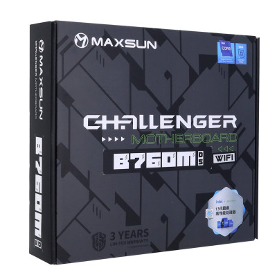 Материнская плата MaxSun Challenger B760M D5 WIFI, LGA1700, 2xDDR5, 3xSATA, 2xM.2, HDMI+VGA, mATX Материнская плата MaxSun Challenger B760M D5 WIFI, LGA1700, 2xDDR5, 3xSATA, 2xM.2, HDMI+VGA, mATX