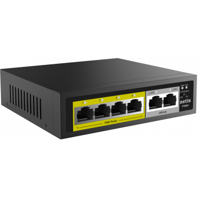 Коммутатор Netis P106C, 4x100 LAN PoE(max 30W/port), 2x100 Uplink, max 60W PoE