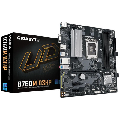 Материнская плата GIGABYTE B760M D3HP, LGA1700, B760, PCIe4.0, 4xDDR5, D-SUB+HDMI+DP, 2xM.2, mATX Материнская плата GIGABYTE B760M D3HP, LGA1700, B760, PCIe4.0, 4xDDR5, D-SUB+HDMI+DP, 2xM.2, mATX