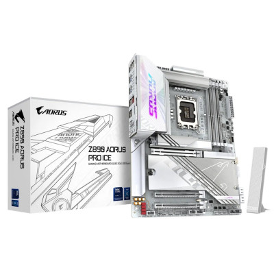Материнская плата GIGABYTE Z890 AORUS PRO ICE, LGA1851, Z890, 4xDDR5, PCIe5.0, HDMI+USB4, 5xM.2, ATX Материнская плата GIGABYTE Z890 AORUS PRO ICE, LGA1851, Z890, 4xDDR5, PCIe5.0, HDMI+USB4, 5xM.2, ATX