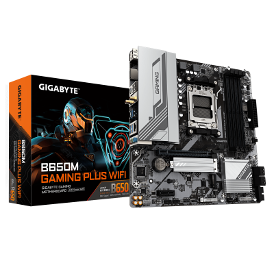 Материнская плата GIGABYTE B650M GAMING PLUS WF, AM5, B650, 4xDDR5, PCIe4.0, HDMI+2xDP, 2xM.2, mATX Материнская плата GIGABYTE B650M GAMING PLUS WF, AM5, B650, 4xDDR5, PCIe4.0, HDMI+2xDP, 2xM.2, mATX