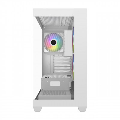 Компьютерный корпус FSP S340, Без БП, 2xUSB3.0, 3xFAN120 ARGB, 2xGlass, White, ATX