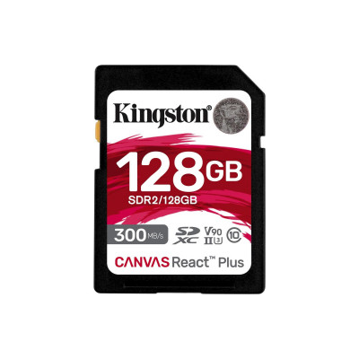 Карта памяти SD, Kingston Canvas React Plus, 128GB, SDR2/128GB, UHS-II, R300/W260