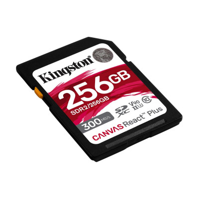 Карта памяти SD, Kingston Canvas React Plus, 256GB, SDR2/256GB, UHS-II, R300/W260