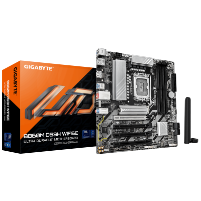 Материнская плата GIGABYTE B860M DS3H WIFI6E, LGA1851, 4xDDR5, PCIe5.0, HDMI+DP, 2xM.2, BT5.3, mATX Материнская плата GIGABYTE B860M DS3H WIFI6E, LGA1851, 4xDDR5, PCIe5.0, HDMI+DP, 2xM.2, BT5.3, mATX