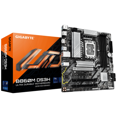 Материнская плата GIGABYTE B860M DS3H, LGA1851, 4xDDR5, PCIe5.0, HDMI+DP, 2xM.2, mATX Материнская плата GIGABYTE B860M DS3H, LGA1851, 4xDDR5, PCIe5.0, HDMI+DP, 2xM.2, mATX