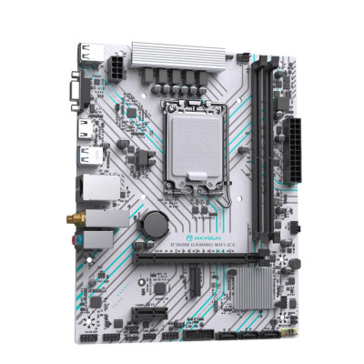 Материнская плата MaxSun B760M GAMING WIFI ICE, LGA1700, 2xDDR4, PCIe4.0, HDMI+DP, 1xNVMe, mATX Материнская плата MaxSun B760M GAMING WIFI ICE, LGA1700, 2xDDR4, PCIe4.0, HDMI+DP, 1xNVMe, mATX