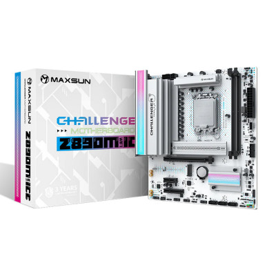 Материнская плата MaxSun Challenger Z890M WIFI ICE, LGA1851, 2xDDR5, PCIe5.0, HDMI+DP, 2xM.2, mATX Материнская плата MaxSun Challenger Z890M WIFI ICE, LGA1851, 2xDDR5, PCIe5.0, HDMI+DP, 2xM.2, mATX