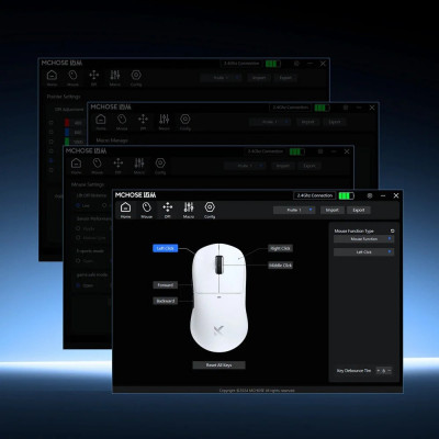 Мышь MCHOSE M7 Ultra, PAW3950-42Kdpi, 8000Hz, 500mAh, 2.4/BT/USB, 5buttons-60M, Light(55g), White