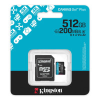 Карта памяти MicroSD, Kingston Canvas Go! Plus Gen4, 512GB, SDCG4/512GB, Class 10, UHS-I, R200/W160 Карта памяти MicroSD, Kingston Canvas Go! Plus Gen4, 512GB, SDCG4/512GB, Class 10, UHS-I, R200/W160