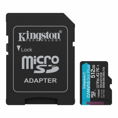 Карта памяти MicroSD, Kingston Canvas Go! Plus Gen4, 512GB, SDCG4/512GB, Class 10, UHS-I, R200/W160 Карта памяти MicroSD, Kingston Canvas Go! Plus Gen4, 512GB, SDCG4/512GB, Class 10, UHS-I, R200/W160