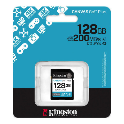 Карта памяти SD, Kingston Canvas Go! Plus, 128GB, SDG4/128GB, Class 10, UHS-I, R200/W160 Карта памяти SD, Kingston Canvas Go! Plus, 128GB, SDG4/128GB, Class 10, UHS-I, R200/W160