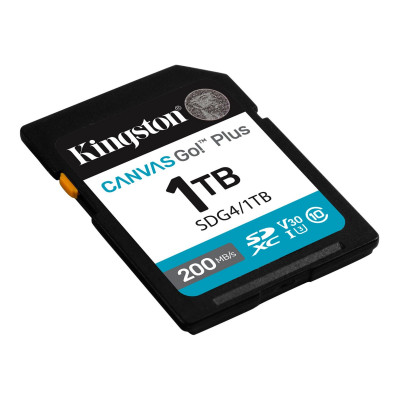 Карта памяти SD, Kingston Canvas Go! Plus, 1TB, SDG4/1TB, Class 10, UHS-I, R200/W160 Карта памяти SD, Kingston Canvas Go! Plus, 1TB, SDG4/1TB, Class 10, UHS-I, R200/W160