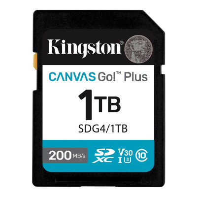 Карта памяти SD, Kingston Canvas Go! Plus, 1TB, SDG4/1TB, Class 10, UHS-I, R200/W160 Карта памяти SD, Kingston Canvas Go! Plus, 1TB, SDG4/1TB, Class 10, UHS-I, R200/W160
