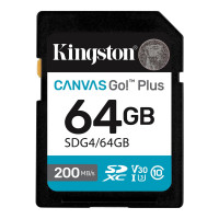 Карта памяти SD, Kingston Canvas Go! Plus, 64GB, SDG4/64GB, Class 10, UHS-I, R200/W160 Карта памяти SD, Kingston Canvas Go! Plus, 64GB, SDG4/64GB, Class 10, UHS-I, R200/W160
