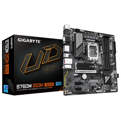 Материнская плата GIGABYTE B760M DS3H G5, LGA1700, B760, PCI-E 5, HDMI+2xDP+VGA, 2xM.2, 4xDDR5, MATX Материнская плата GIGABYTE B760M DS3H G5, LGA1700, B760, PCI-E 5, HDMI+2xDP+VGA, 2xM.2, 4xDDR5, MATX