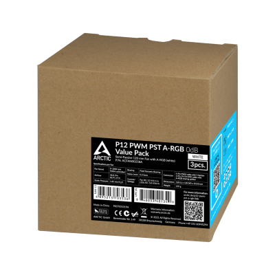 Кулер для корпуса ARCTIC P12 PWM PST A-RGB (White) - 3 Pack, ACFAN00258A, 12cm, 200-2000rpm, 4Pin