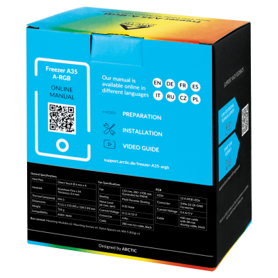 Кулер для процессора ARCTIC Freezer 36 A-RGB (Black), ACFRE00124A, S1851/1700/AMD4/5, 200-2000rpm