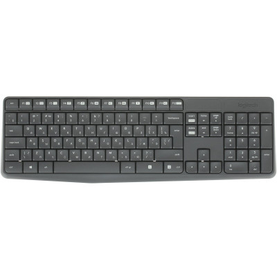 Клавиатура+мышь Logitech MK235 Wireless, 101 keys, EN/RU, 2xAAA, 1000DPI, 1xAA, 2.4 GHz USB, Черный