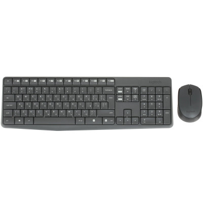 Клавиатура+мышь Logitech MK235 Wireless, 101 keys, EN/RU, 2xAAA, 1000DPI, 1xAA, 2.4 GHz USB, Черный