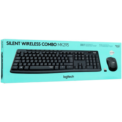 Клавиатура+мышь Logitech MK295 Silent, 111 keys, EN/RU, 2xAAA, 1000DPI, 1xAA, 2.4 GHz USB, Черный