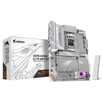 Материнская плата GIGABYTE X870 AORUS ELITE WIFI7 ICE, AM5 X870, 4xDDR5, HDMI+2xUSB4, 4xM.2, ATX