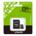 Карта памяти microSDXC 256GB, Kingston SDCS3/256GB, Canvas Select Plus Gen3, A1, 100M/s, +adapter