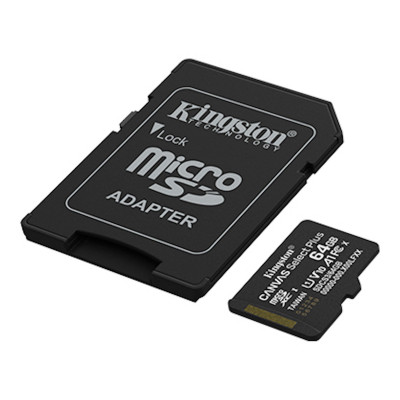 Карта памяти microSDXC 64GB, Kingston SDCS3/64GB, Canvas Select Plus Gen3, A1, V10, 100M/s, +adapter Карта памяти microSDXC 64GB, Kingston SDCS3/64GB, Canvas Select Plus Gen3, A1, V10, 100M/s, +adapter