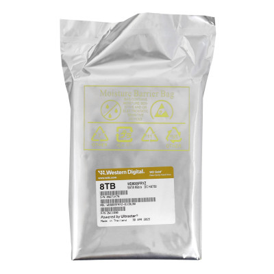 Жесткий диск HDD 8Tb SATA 6Gb/s Western Gold WD8005FRYZ 3.5” 7200rpm 256MB, 267MB/s, TBW 550TB/y