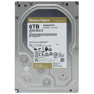 Жесткий диск HDD 6Tb SATA 6Gb/s Western Digital Gold WD6004FRYZ, 7200rpm, 256Mb