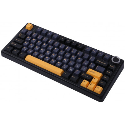 Клавиатура AULA F75, Thunder Black, Black+Dark Blue+Orange, Gray Wood V3, EN/RU/KZ, 2.4/BT/USB-C