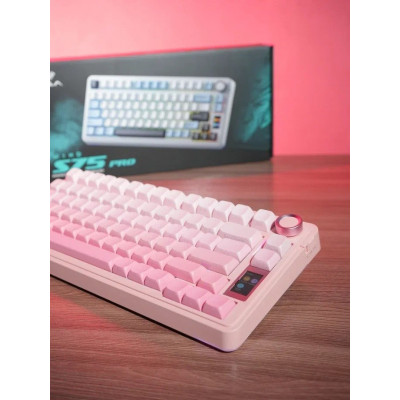 Клавиатура AULA S75 Pro Pink, mechanical, Gray wood switch, EN, 2.4/BT/USB-C
