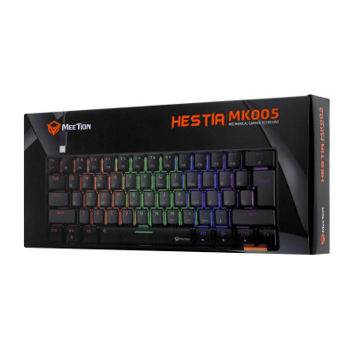 Клавиатура Meetion MK005 Black, Mechanical, Blue switch, 61 keys EN/RU/KZ, Cable USB-C