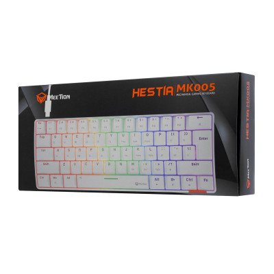 Клавиатура Meetion MK005 White, Mechanical, Blue switch, 61 keys EN/RU/KZ, Cable USB-C