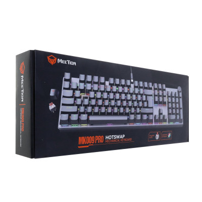 Клавиатура Meetion MK009RD Black, Mechanical, Red switch, 104 keys EN/RU/KZ, Cable USB-C