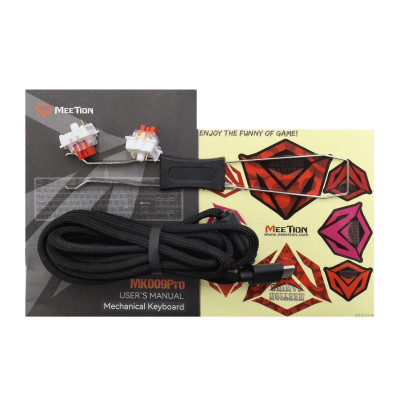 Клавиатура Meetion MK009RD Black, Mechanical, Red switch, 104 keys EN/RU/KZ, Cable USB-C