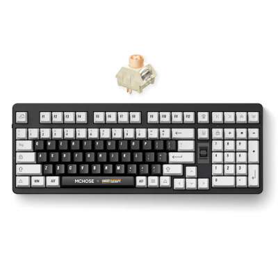 Клавиатура MCHOSE UT98-1, Black-White, Icy Creamsicle Switch, BT5.0/USB-C/2.4GHz, 10000mAh, Клавиатура MCHOSE UT98-1, Black-White, Icy Creamsicle Switch, BT5.0/USB-C/2.4GHz, 10000mAh,