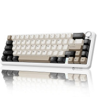 Клавиатура Attack Shark X66 Cheese White, Mechanical, 66 keys, 2.4/BT/USB-C, EN/RU/KZ, 3000mAh, RGB