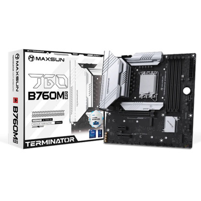 Материнская плата MaxSun Terminator B760M D5 V2, LGA1700, 4xDDR5, PCIe5.0, HDMI+DP, 3xM.2, mATX Материнская плата MaxSun Terminator B760M D5 V2, LGA1700, 4xDDR5, PCIe5.0, HDMI+DP, 3xM.2, mATX