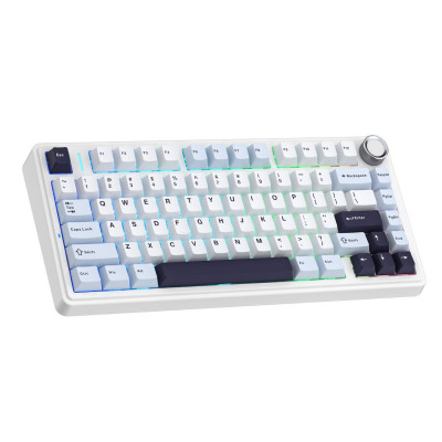 Клавиатура AULA F75 Blue+White+Purple, mechanical, Reaper switch, 80 keys EN/RU/KZ, 2.4/BT/cable