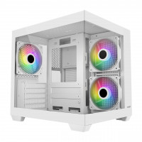 Компьютерный корпус FSP S140-WA, Без БП, 1xUSB3.0/2xUSB2.0, 3xARGB 120mm, Glass, White, mATX(SFF)