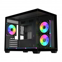 Компьютерный корпус FSP S342-BA, Без БП, 2xUSB3.0+Type-C, 6xARGB 120mm, 2xGlass, Black, mATX Компьютерный корпус FSP S342-BA, Без БП, 2xUSB3.0+Type-C, 6xARGB 120mm, 2xGlass, Black, mATX