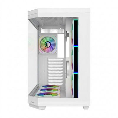 Компьютерный корпус FSP U580-WA, Без БП, 2xUSB3.0/Type-C, 7xARGB 120, Curved Glass, White, ATX(BTF)