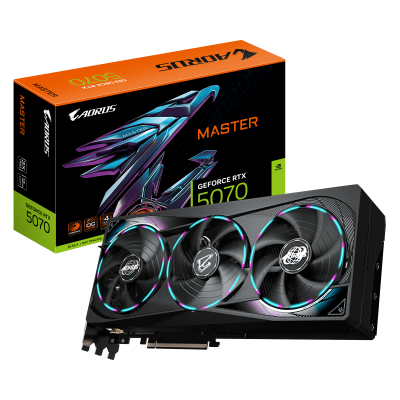 Видеокарта GIGABYTE AORUS GeForce RTX 5070 MASTER 12G, 12Gb/192bit, 1хHDMI+3xDP, PCIe5.0