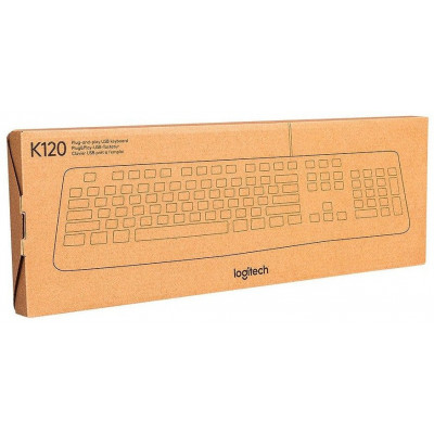 Клавиатура Logitech K120, 105 keys, EN/RU, 1,5 m,  USB, Черный