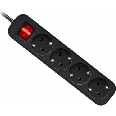 Удлинитель с заземлением Defender G418 Выключатель, 1.8 м, 4 розетки, черный Удлинитель с заземлением Defender G418 Выключатель, 1.8 м, 4 розетки, черный