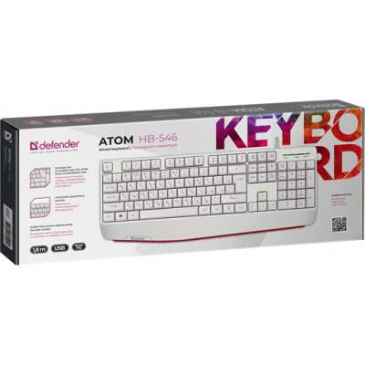 Клавиатура USB Defender Atom HB-546 белый